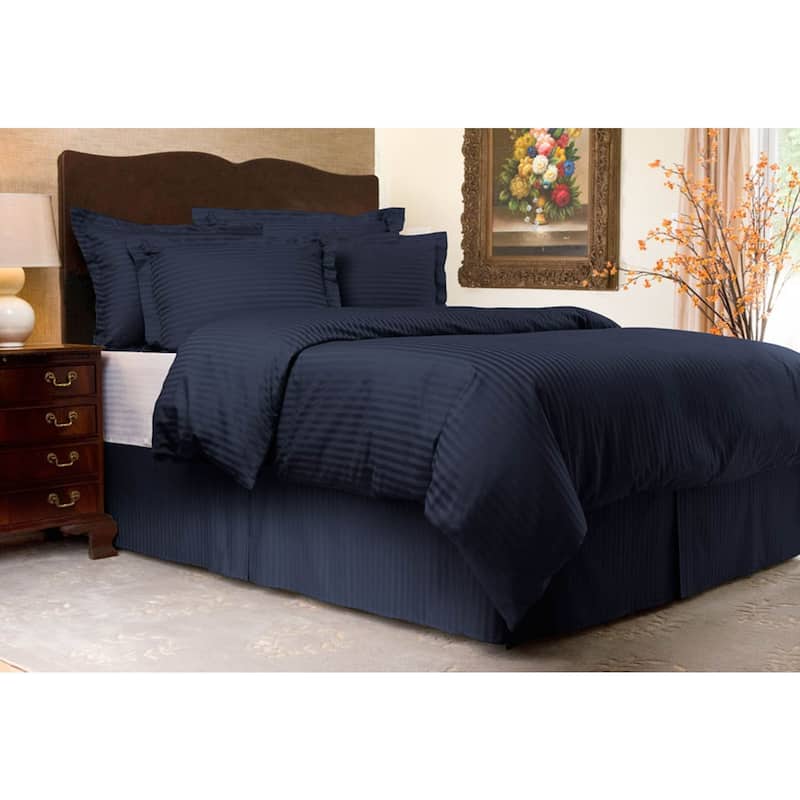 Tailored Bed Skirt, Pleated Sateen Striped Dust Ruffle with Split Corners