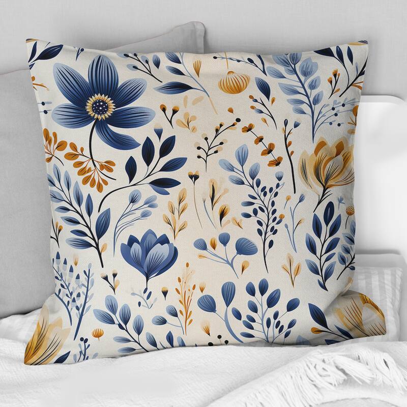 Designart "Moroccan Influence Floral Botanics II" Floral Printed Throw Pillow - 18 x 18