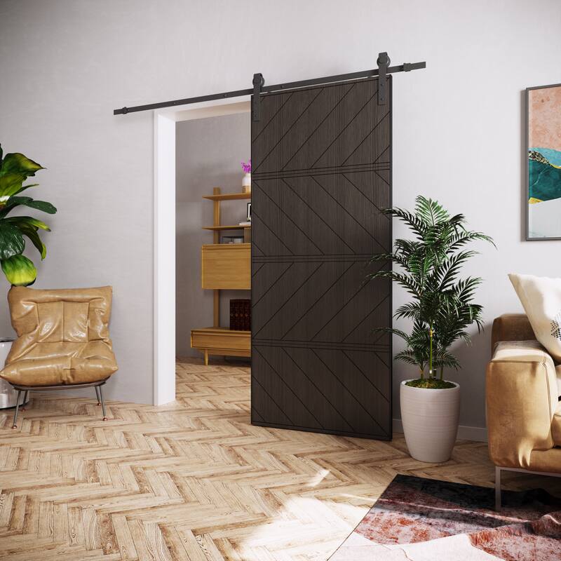 36" Width Barn Door MDF Wood and Metal With Hardware Kit