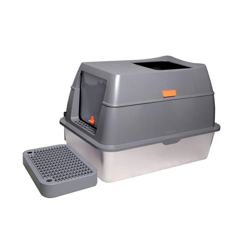 Extra Large Enclosed Stainless Steel Cat Litter Box Metal Litter Tray