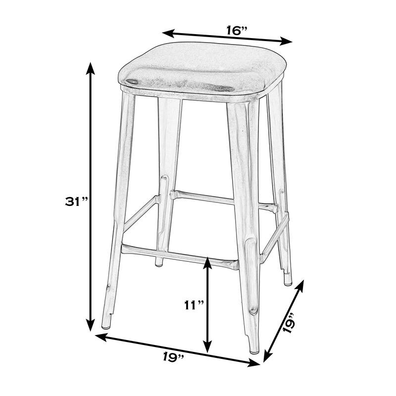 Eastham 30.75 in. Seat Height Leather and Iron Bar Stool with Footrest