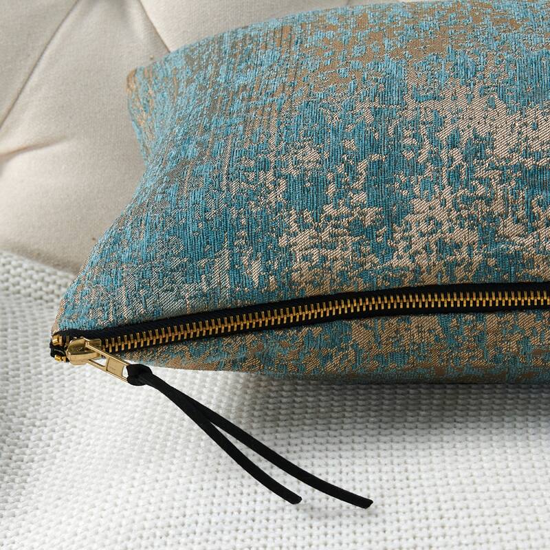 2-Piece Jacquard Chenille Zippered Lumbar Pillow Cover Set