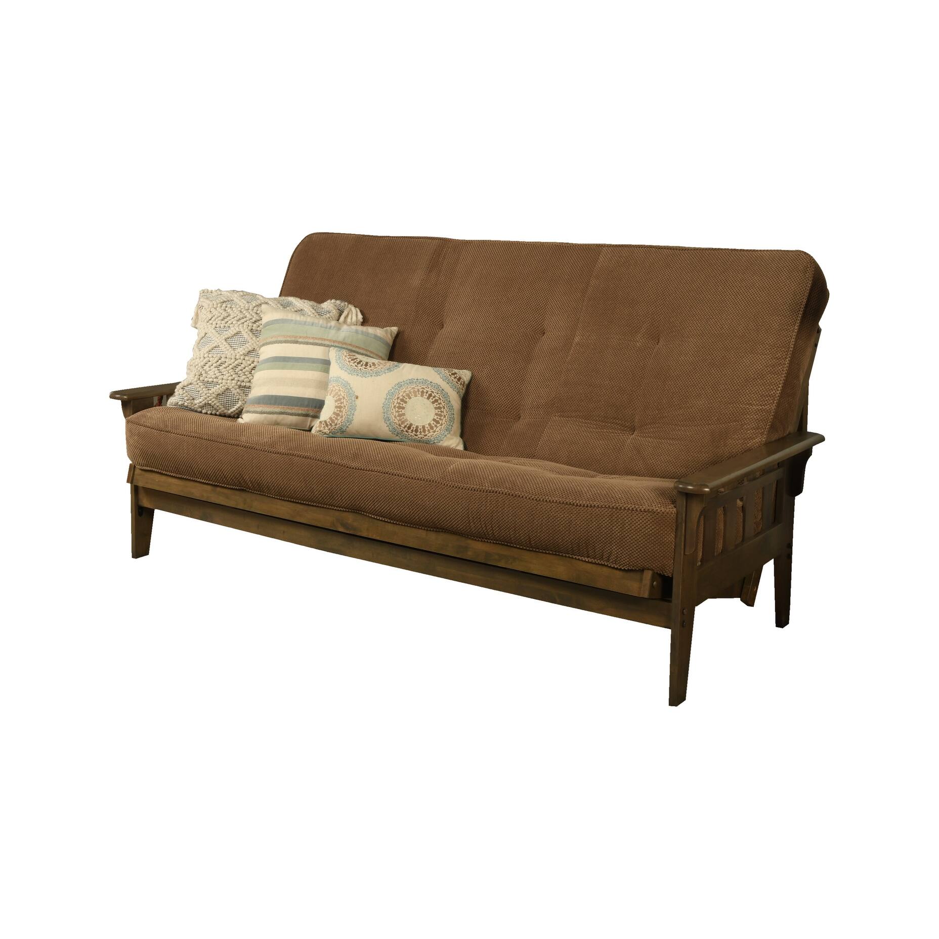 Somette Tucson Queensize Futon Set in Rustic Walnut Finish with