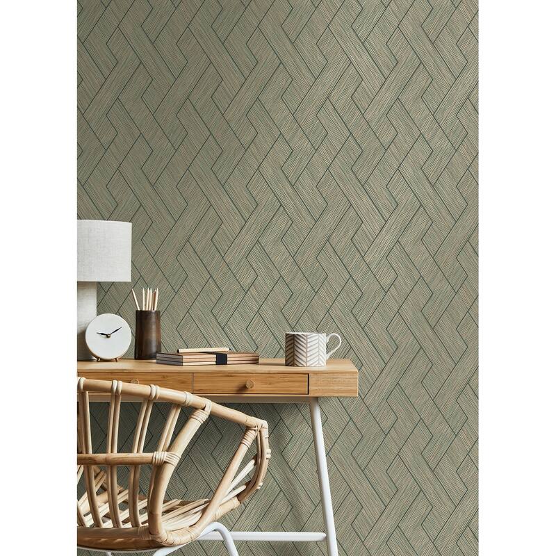 Advantage Ember Copper Geometric Basketweave Wallpaper