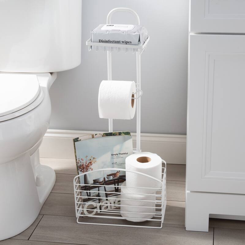 Bath Bliss Ellipse Collection Adjustable Bathroom Organizer in White - 11.75"x 5.75"x 29.8"