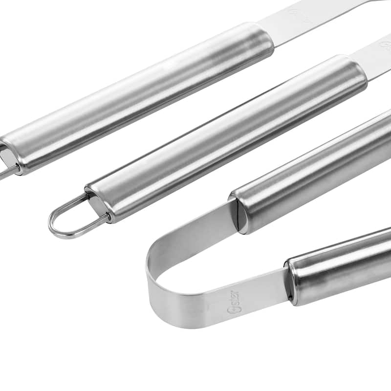 3 Piece Stainless Steel Barbecue Tool Set in Silver