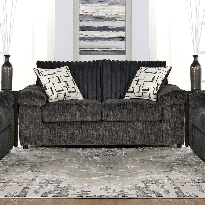 Roundhill Furniture Nason Wide Wale Corduroy Loveseat - Charcoal