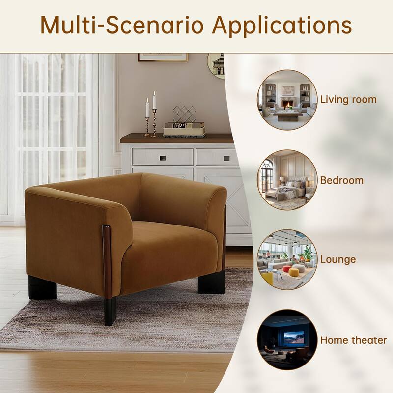 Upholstered Nordic Wide Seat Tuxedo Arms Barrel Chair Set of 2