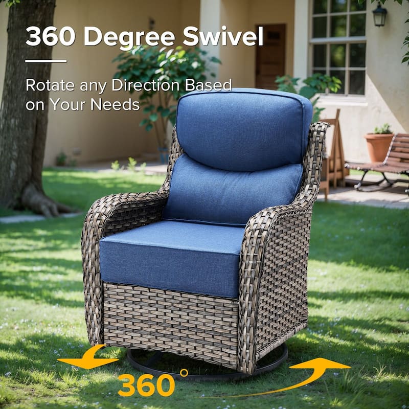 Gymojoy 3-Piece Patio Swivel Glider Chair Set with Side Table, 6-Inch Ultra-Plush Cushions & Water-Resistant Olefin Fabric