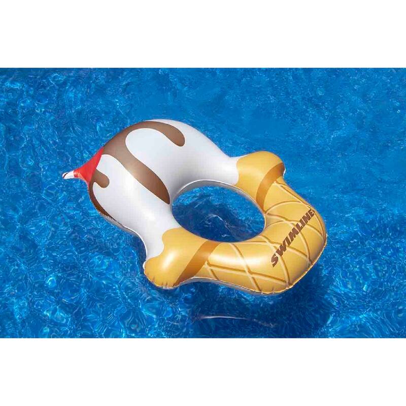 46" Inflatable White and Yellow Ice Cream Ring Pool Float