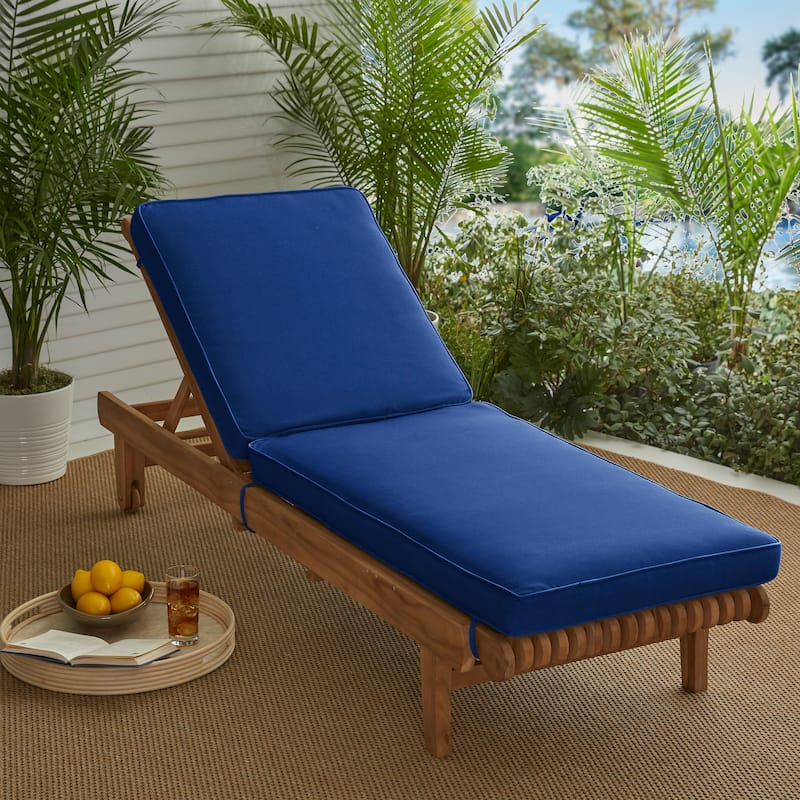 Sorra Home Marine Indoor/ Outdoor Hinged Cushion - Corded - 79 in x 25 in - Dark Blue