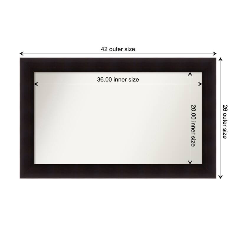 Portico Espresso Framed Non-Beveled Custom Wall Mirror, Bathroom Vanity Mirror - Outer Size: 41.75 x 25.75