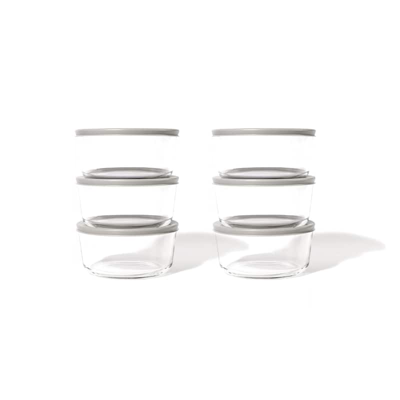 Glass Food Storage Containers Set - Round, 4-Cup (32oz) BPA-Free, Microwave & Oven Safe, Airtight Lids