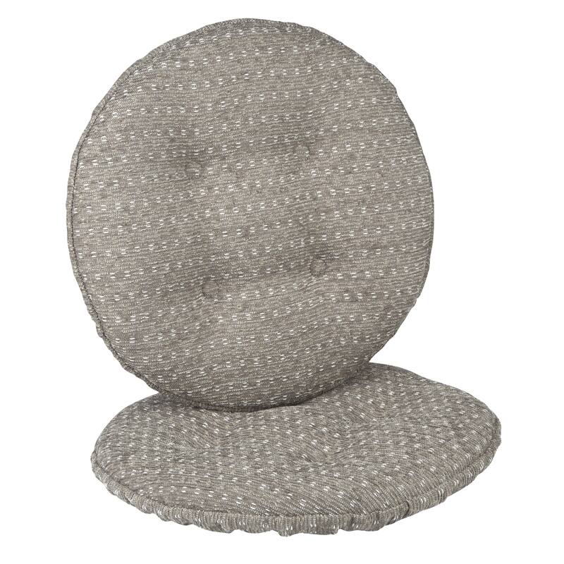 Klear Vu Non-Slip Raindrops Tufted Barstool Cushion Set, Set of 2 - Light Grey