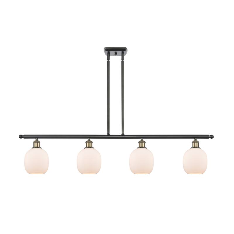 Innovations Lighting Belfast 4 Light 48" Wide Linear Chandelier - Black Antique Brass / Matte White