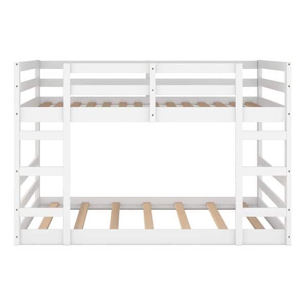 slide 2 of 10, White Full Over Full Pine Bunk Bed with Ladder & Guardrail - Safe Design White - Full over Full