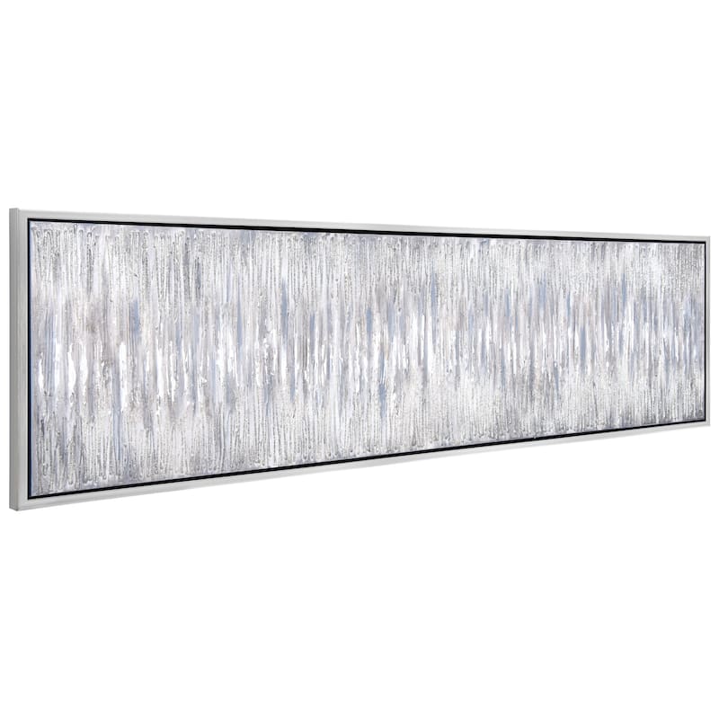 Gray Field Textured Glitter Hand Painted Canvas Wall Art