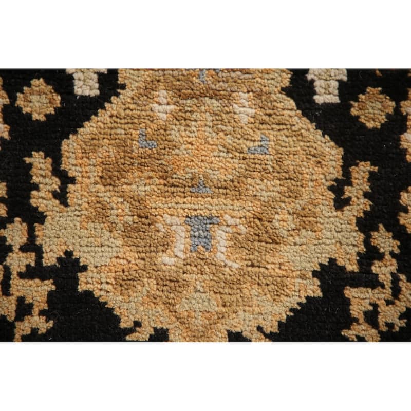 Black Oushak Accent Oriental Area Rug Hand-knotted Wool Carpet - 2'9"x 6'1"