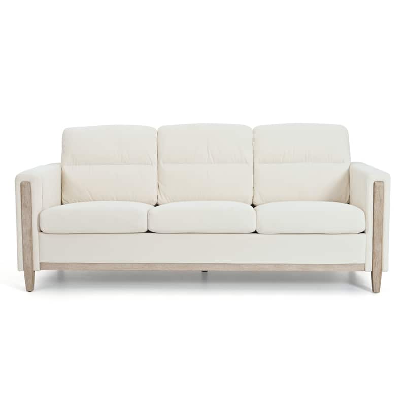 79.5" Velvet Solid Wood 3-Seater Sofa with Pocket Spring Seat, PP Foam Backrest, and Side Storage Pocket