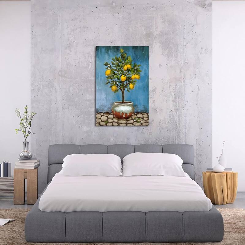 Vintage Farmhouse Lemon Tree Painting Canvas Print
