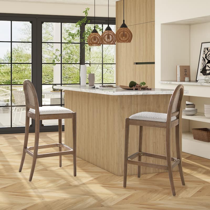 Panama Arched Cane Rattan Counter and Bar Stool (Set of 2)