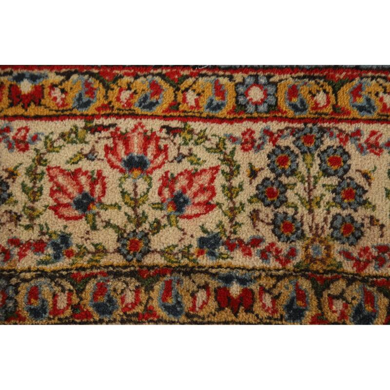 Hand Knotted Oriental 100% Wool Carpet Traditional All-Over Beige & Ivories Kerman Area Rug - 10' 5'' X 7' 3''