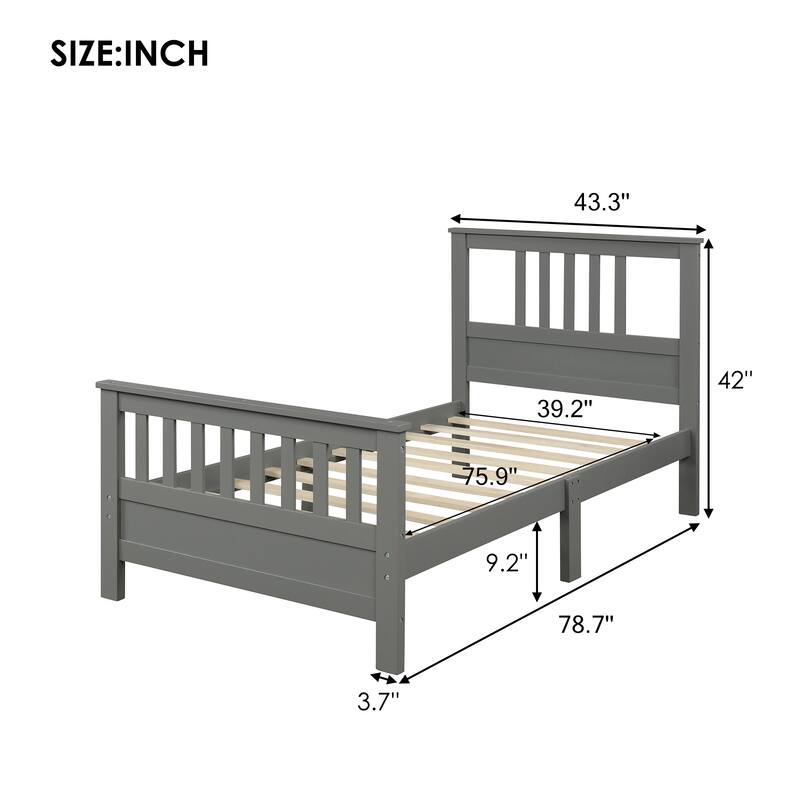 Wood Platform Bed with Headboard and Footboard, Full