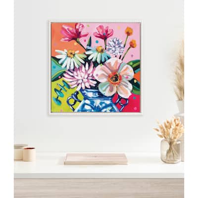 Kate and Laurel Sylvie Beaded Buy Flowers Canvas by Rachel Christopoulos