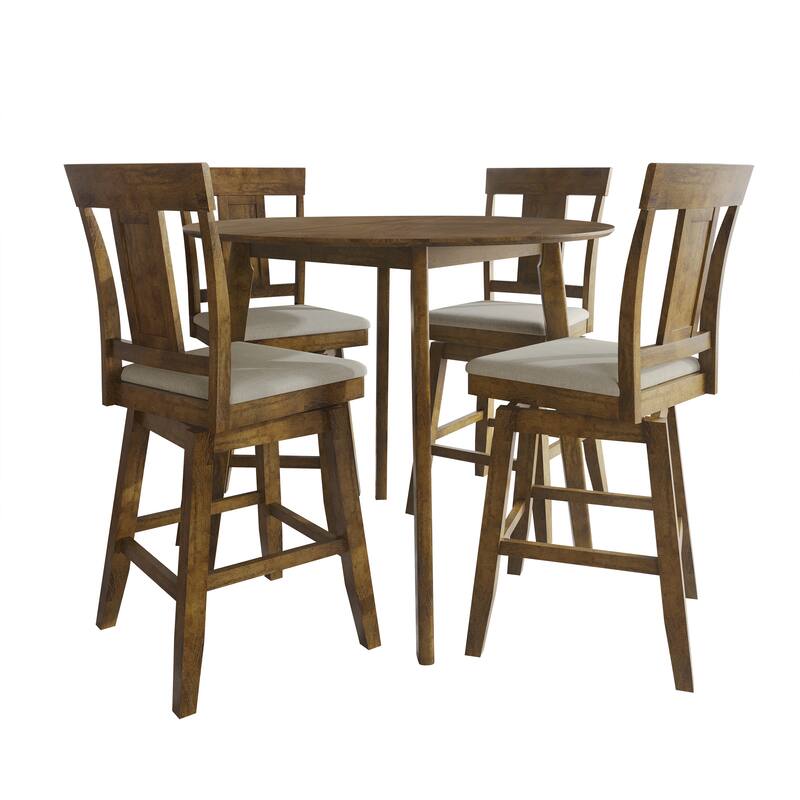 CraftPorch Luxury Swivel Counter Chair with Round Table - Brown