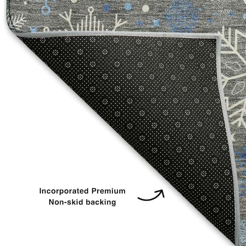Premium Washable Super Soft Winter Snowflake Mayfield Rug