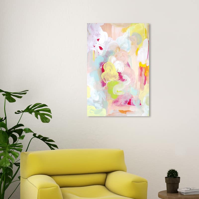 Wynwood Studio Abstract Flowers at Sunset Pink and Modern & Contemporary Wall Art Canvas Print - 30 x 20