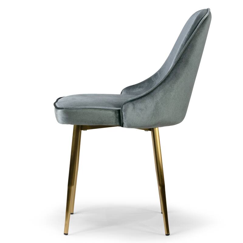 Set of 2 Alpha Grey Velvet Chair with Brushed Golden Steel Legs