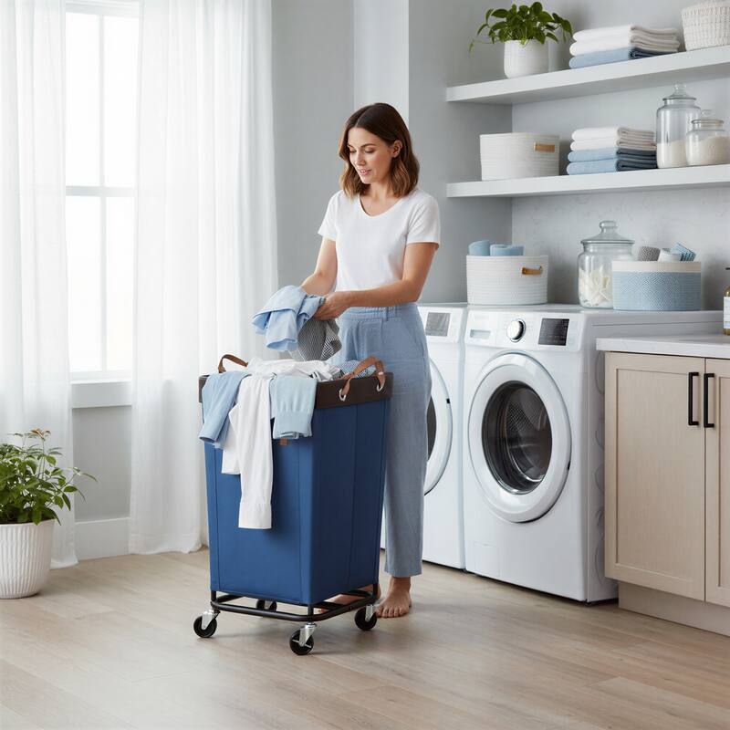 160L Laundry Hamper With Wheels, Large Clothes Laundry Basket With Steel Frame for Home, Closet, Dorm, Bathroom, Laundry Room