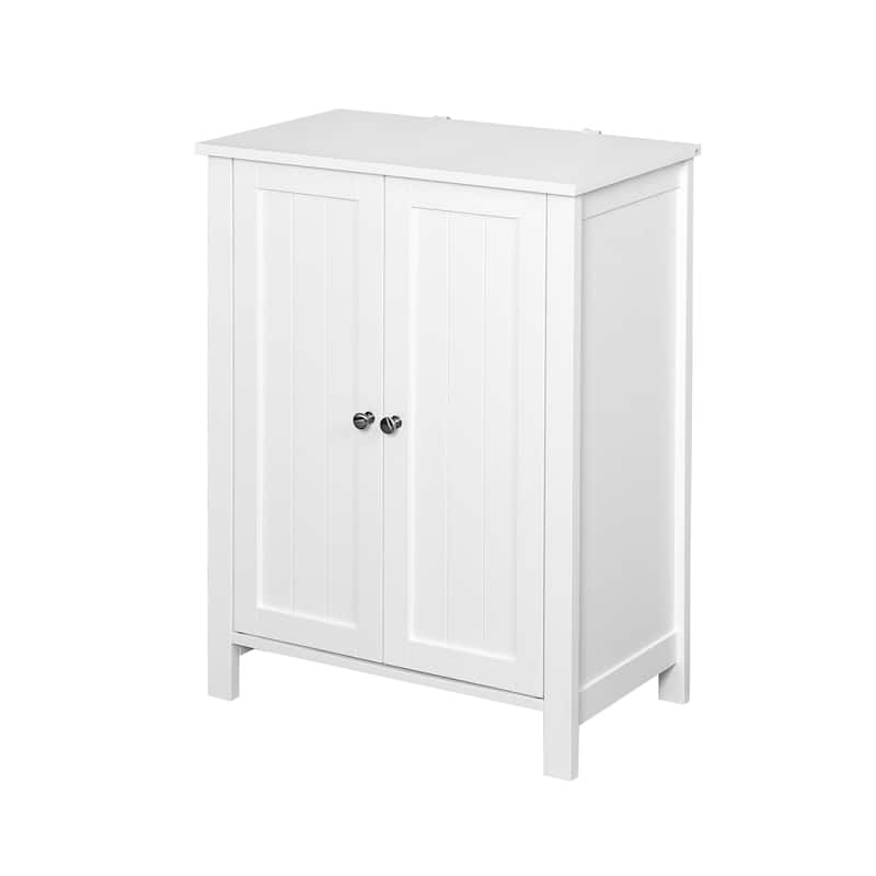 Anmytek White Bathroom Floor Storage Cabinet Double Door Adjustable Shelf