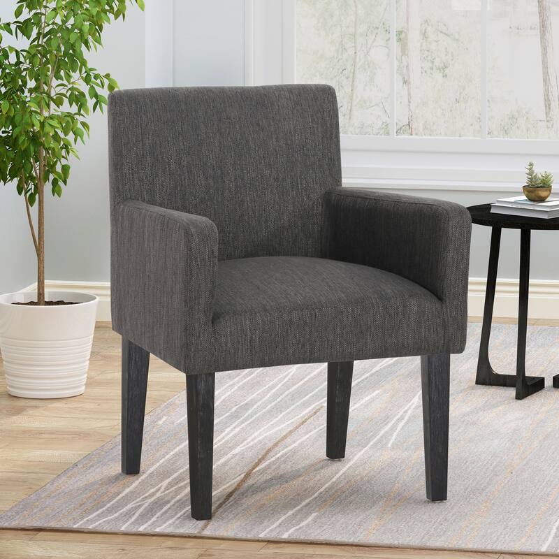 Modern 25.5" Upholstered Arm Chair with Generously Cushioned Seat for Living Room - Charcoal