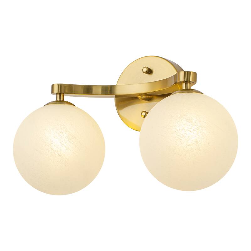 Modern Vanity Light with Frosted Seeded Glass Globes for Bathroom