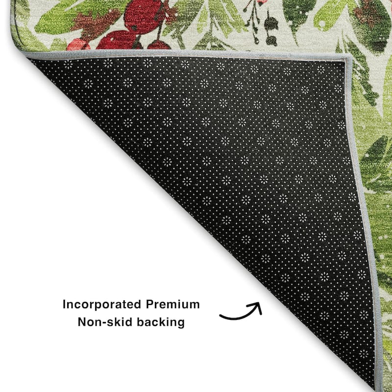 Premium Washable Super Soft Christmas Holly Mayfield Rug
