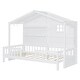 preview thumbnail 27 of 34, Twin Size House Bed with Shelves, Window, and Sparkling Light Strip on Roof, Space-Saving Design for Kids' Rooms, Grey