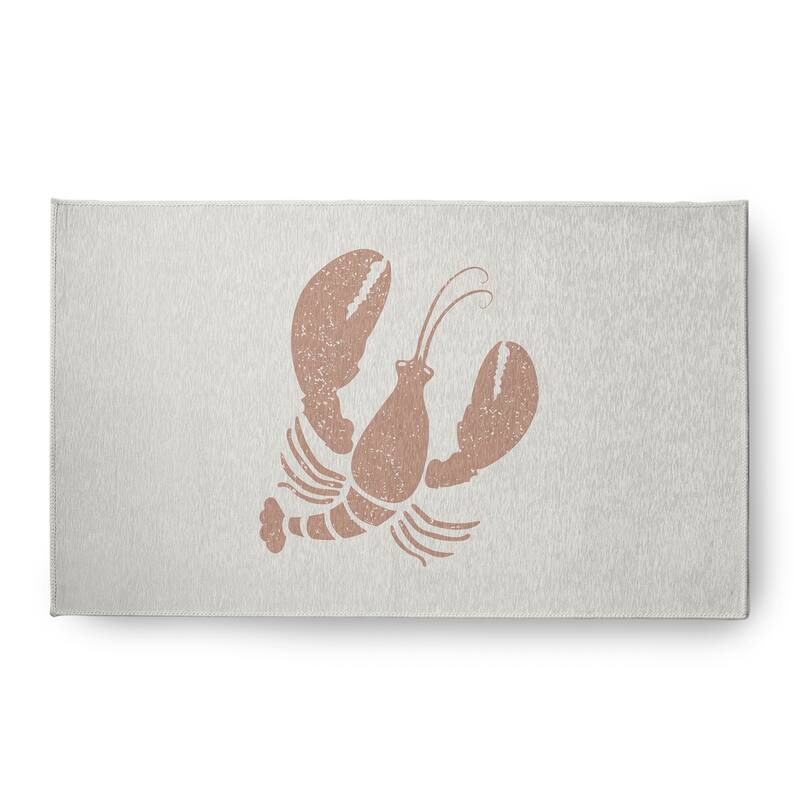Lobster Nautical Chenille Rug - Mauve and White - 18" x 30"