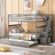 preview thumbnail 1 of 12, Full over Full Bunk Bed with Trundle and Built-in Staircase Storage Grey