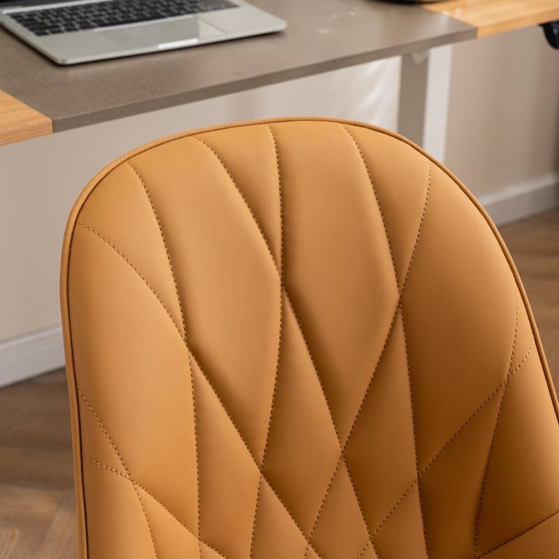 Armless Swivel Office Chair, Faux Leather Task Chairs with Wheels