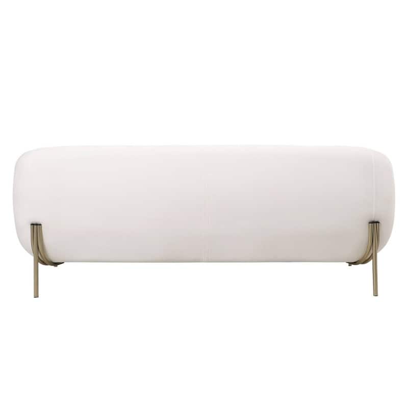 Zuno Modern Velvet Upholstered 3-Seater Sofa with Curved Seamless Design Gold Metal Base Plush Foam Cushions Easy Assembly