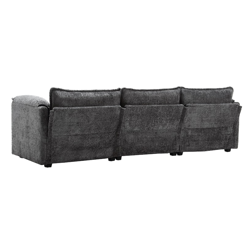 HOMEFUN 112" Oversized Chenille Upholstered L-Shaped Modular Sectional Sofa for Living Room