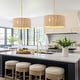 preview thumbnail 11 of 9, Jillian 4-Light Rattan Drum Chandelier Light with Brass Canopy - 18'' W