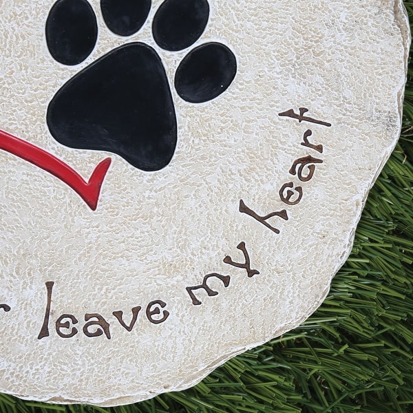 Shop Pawriffic Round Pet Memorial Garden Stone Headstone Grave Marker Indoor Outdoor Heart Paw Print Plaque For Dog Or Cat Overstock 26280327