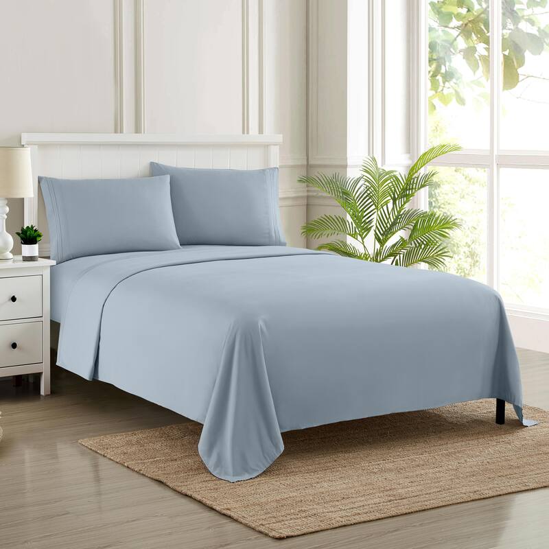 Deep Pocket Soft Microfiber 4-piece Solid Color Bed Sheet Set
