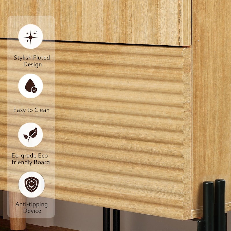 WAMPAT 6 Drawer Baby Dresser For Bedroom, Double Chest Of Drawers For Kids With Minimalist Reeded Design