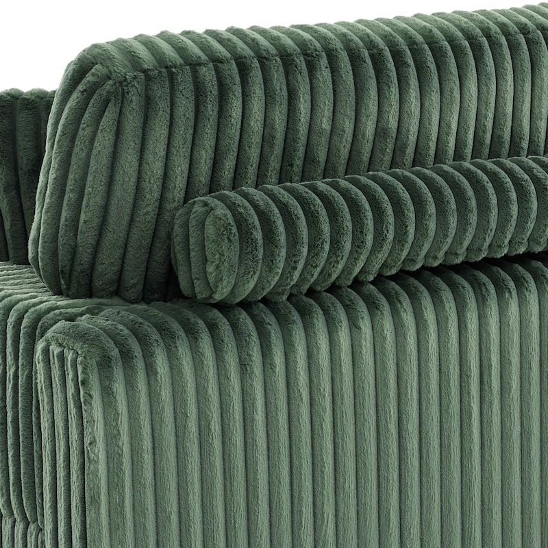 Anne 82" W Comfy Upholstered Plush Corduroy Modular Sectional Sofa