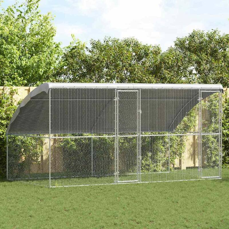 vidaXL Chicken Cage Silver 400/600/800 x 200 x 198.5 cm Galvanized steel - 400 x 200 x 198.5 cm