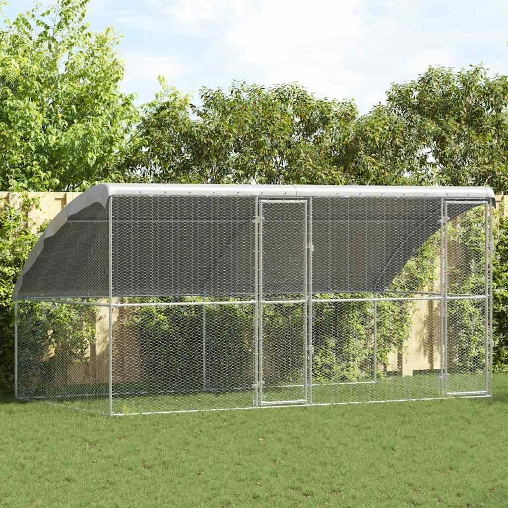 vidaXL Chicken Cage Silver 400/600/800 x 200 x 198.5 cm Galvanized steel